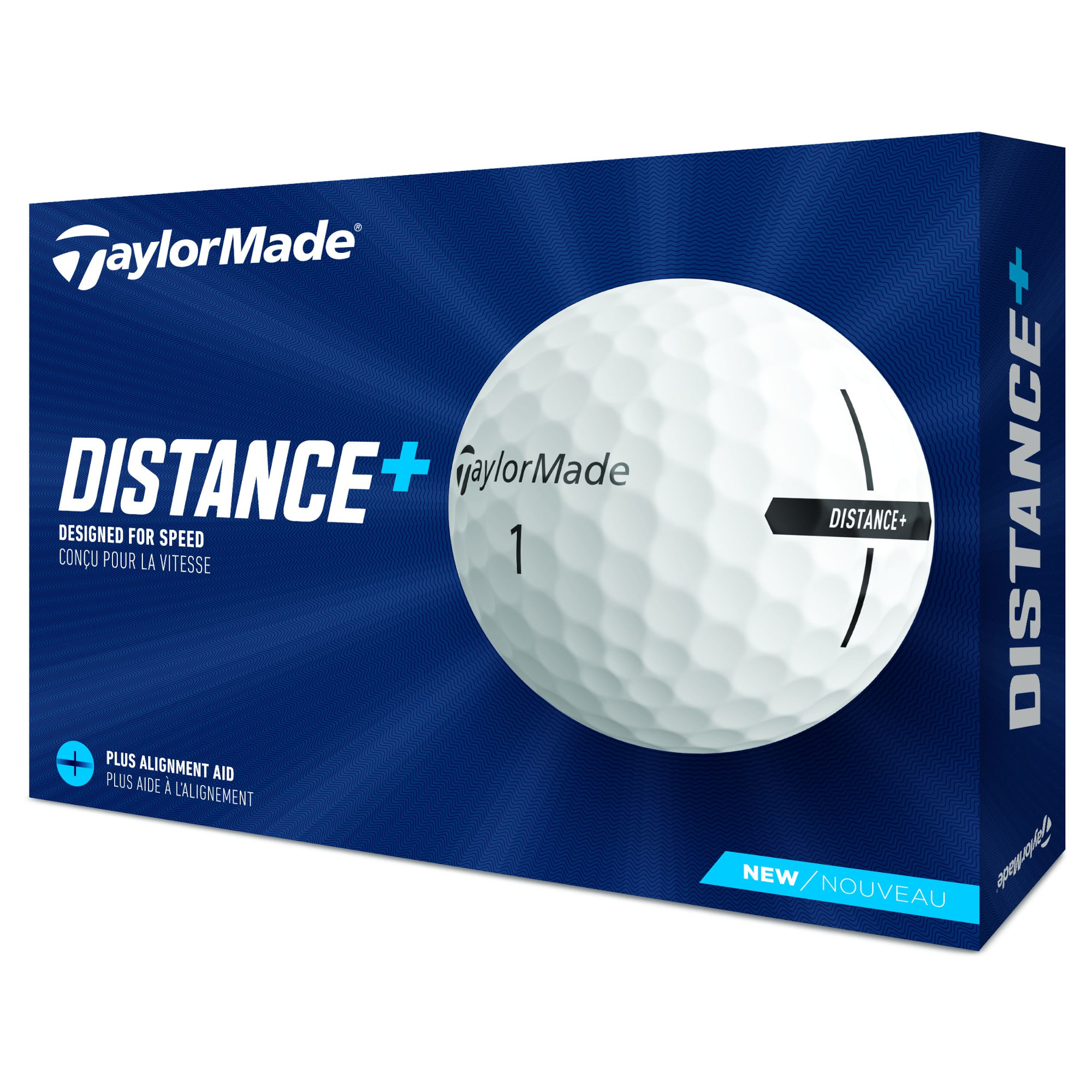 TaylorMade Distance+ Golfbälle bedruckt, weiss (VPE à 12 Bälle)