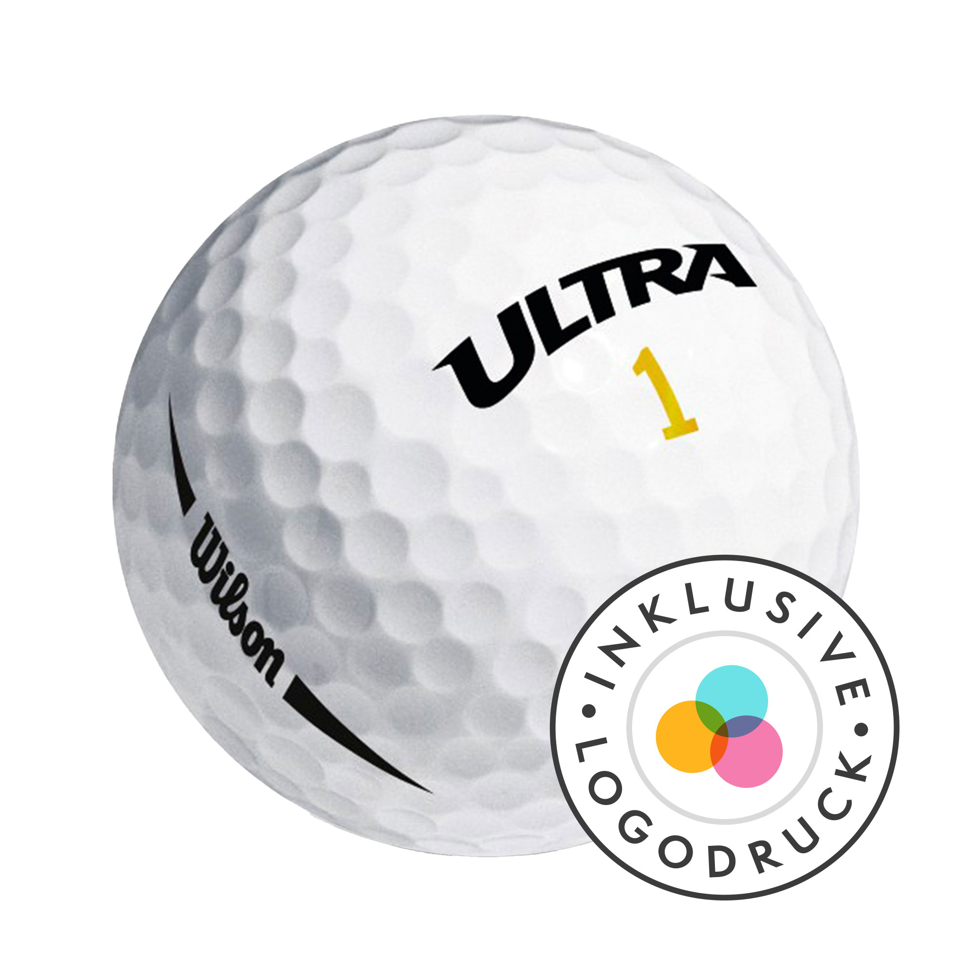 Wilson Ultra Distance Golfbälle bedruckt, weiss (VPE 15 Bälle)
