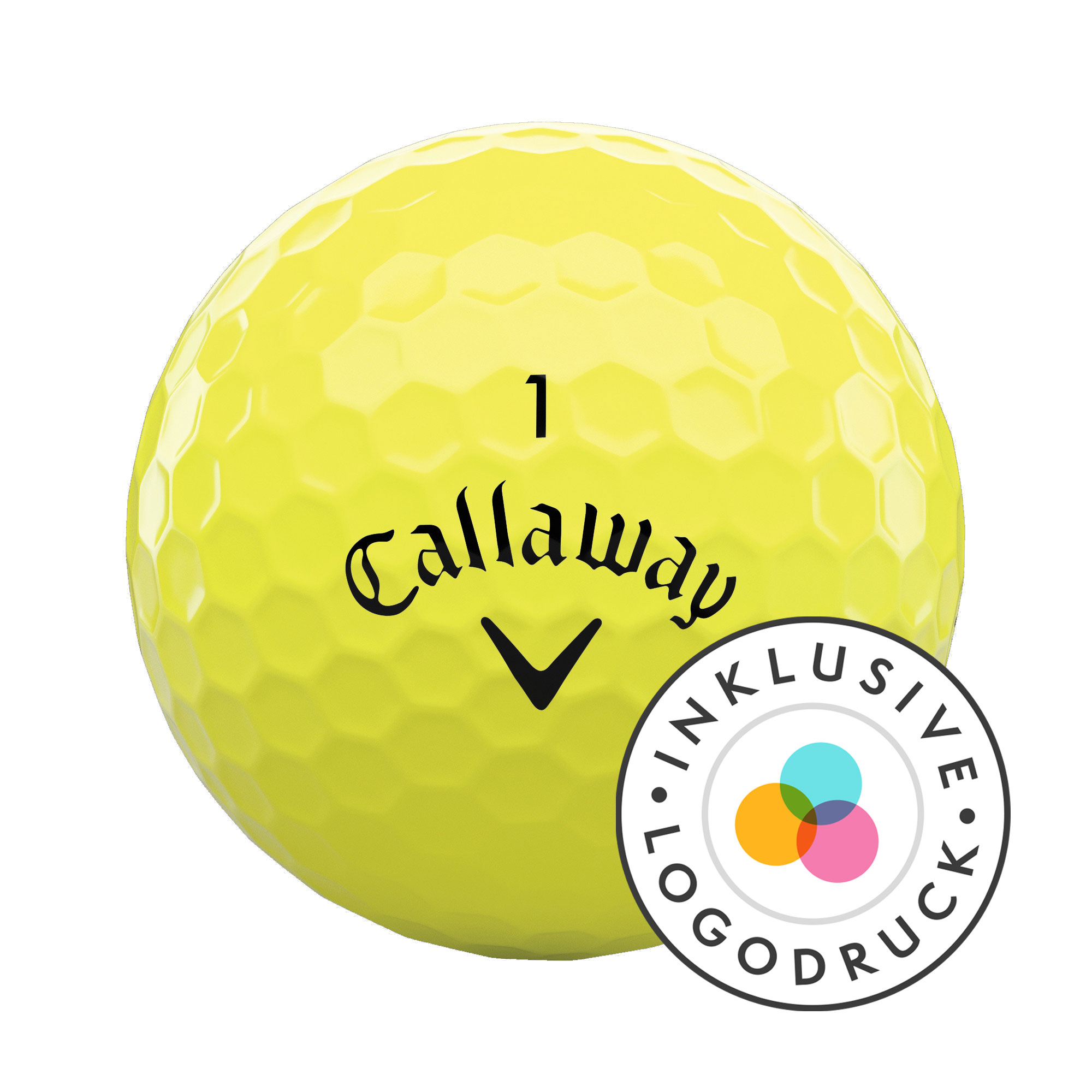 Callaway Warbird Golfbälle bedruckt, gelb (VPE à 12 Bälle)