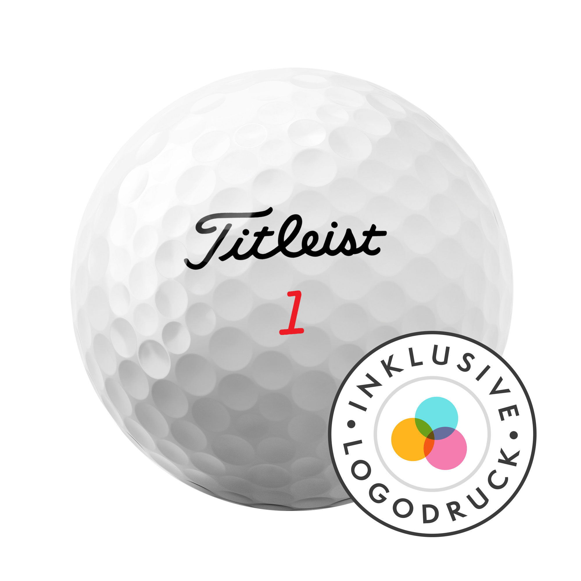 Titleist TruFeel Golfbälle bedruckt, weiss (VPE à 12 Bälle)