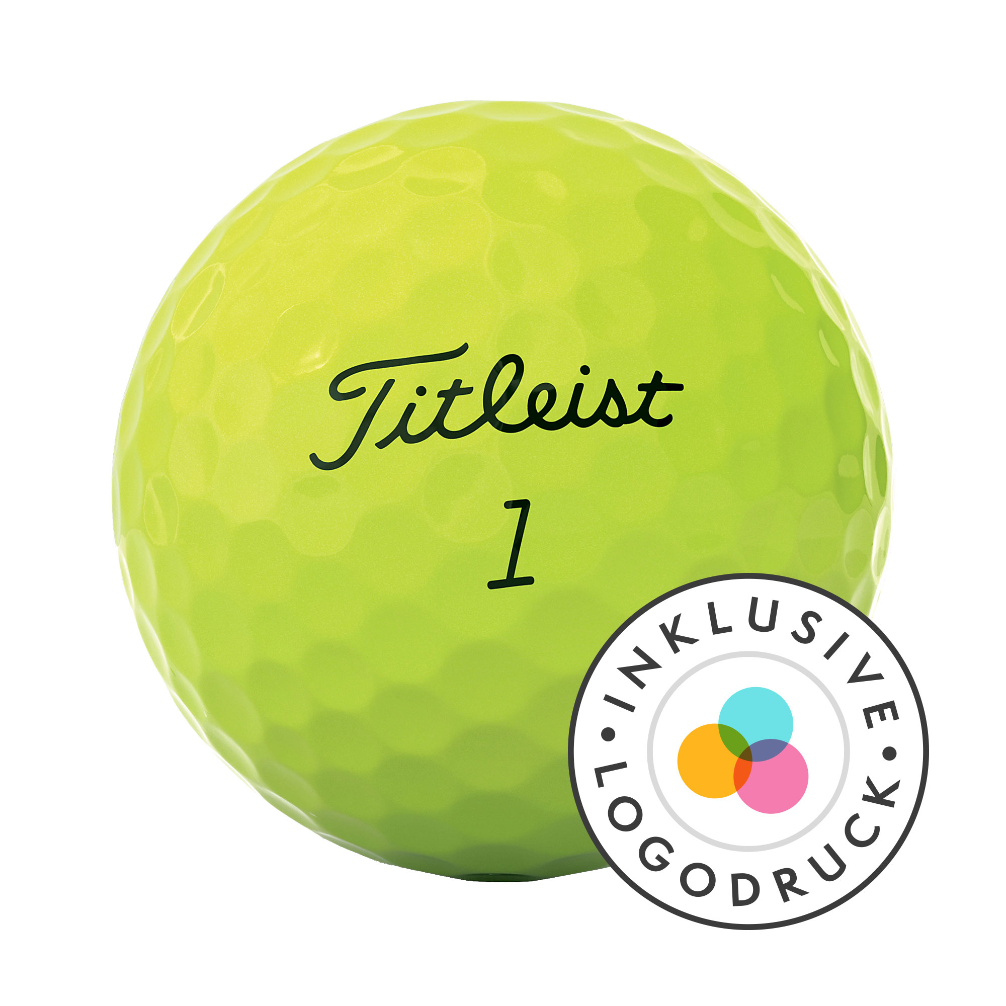 Titleist Tour Soft Golfbälle bedruckt, gelb (VPE 12 Bälle)