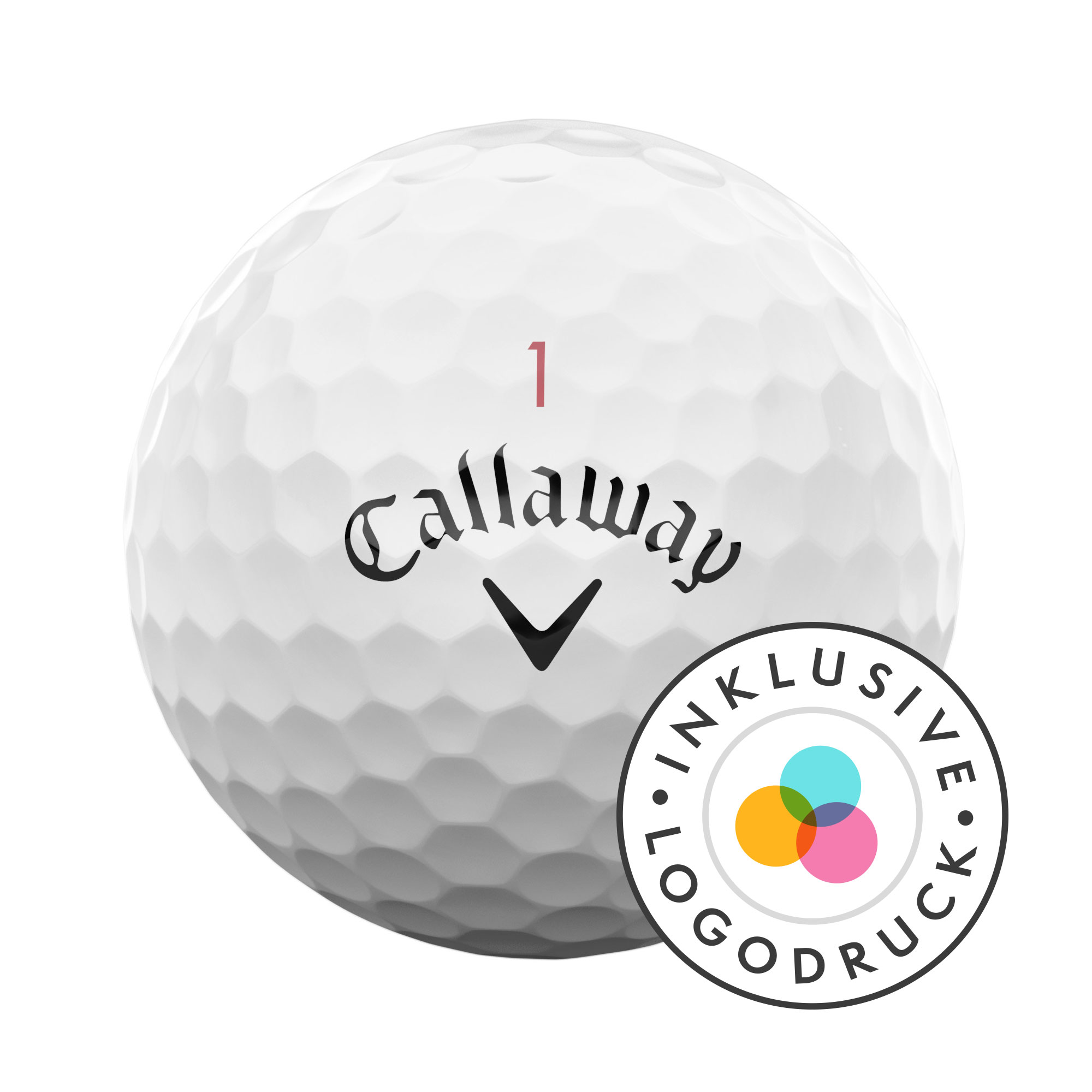 Callaway Chrome Tour Golfbälle bedruckt, weiss (VPE à 12 Bälle)