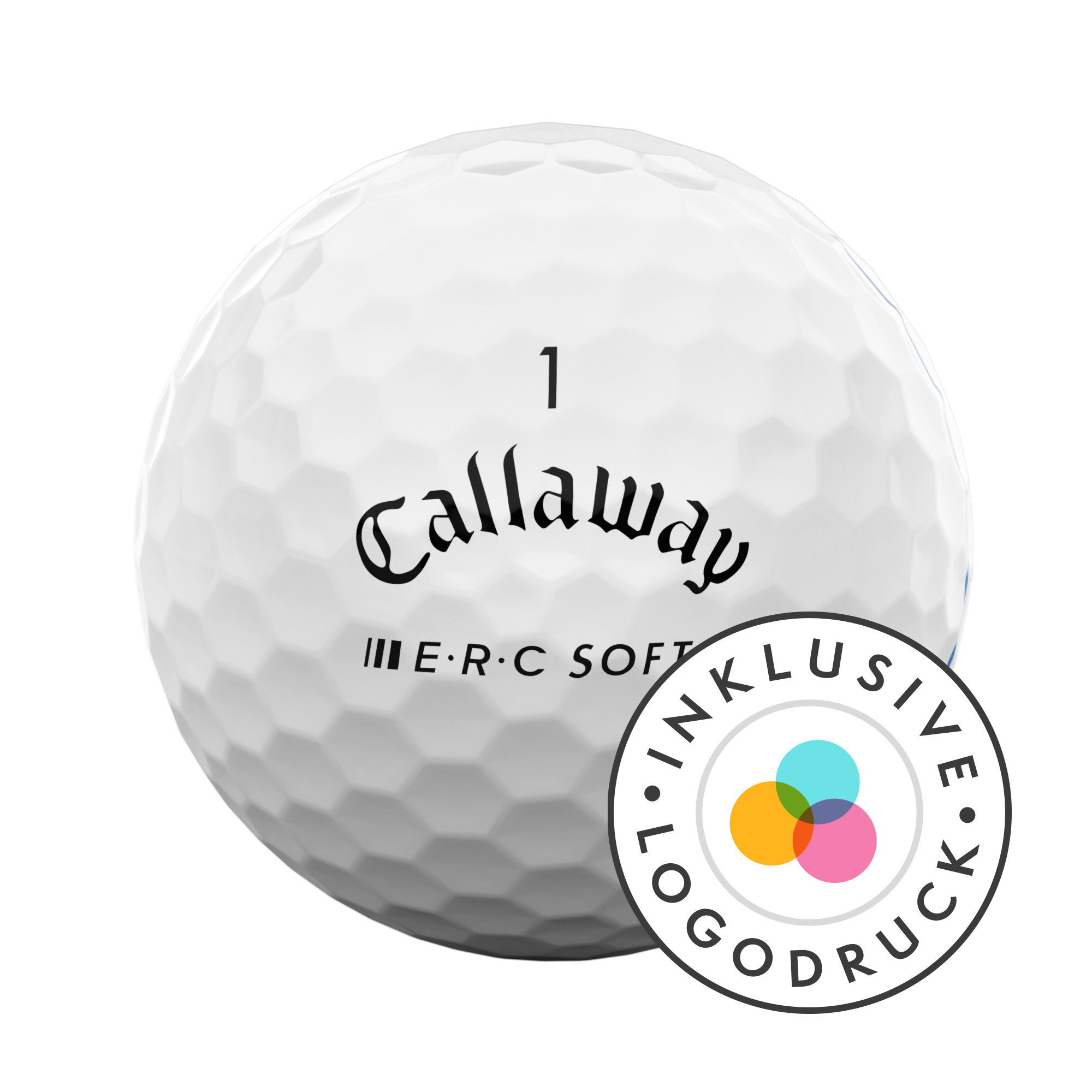 Callaway E.R.C. Soft Golfbälle bedruckt, weiss (VPE à 12 Bälle)