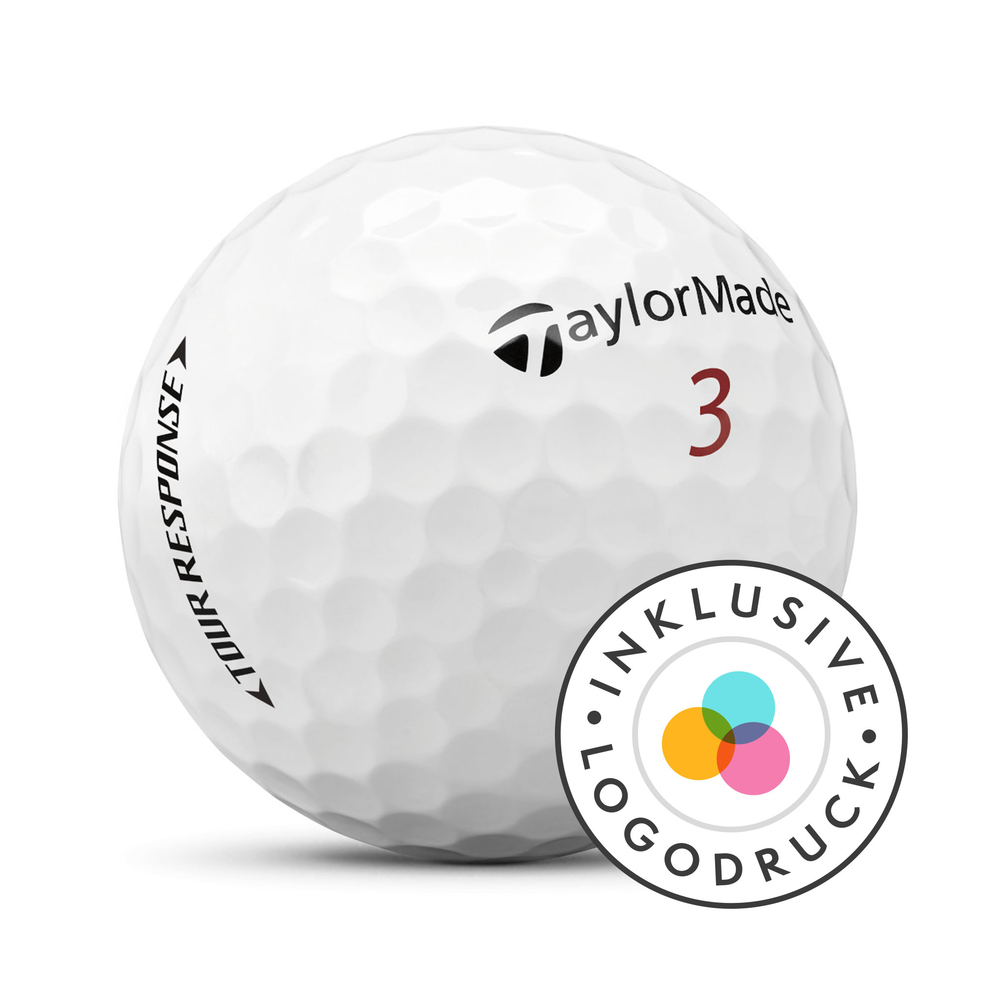 TaylorMade Tour Response Golfbälle bedruckt, weiss (VPE à 12 Bälle)