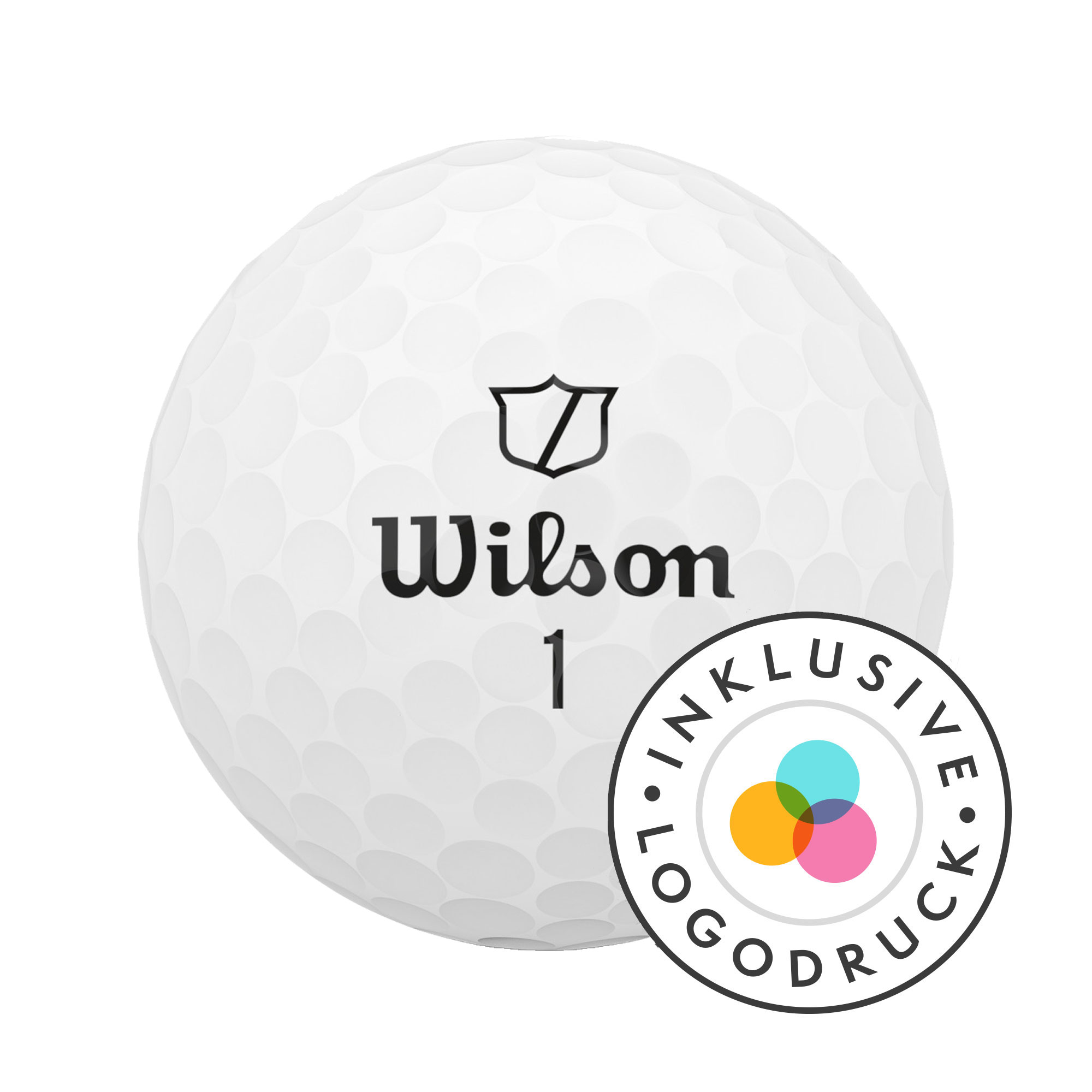 Wilson Duo Soft Golfbälle bedruckt, weiss (VPE à 12 Bälle)