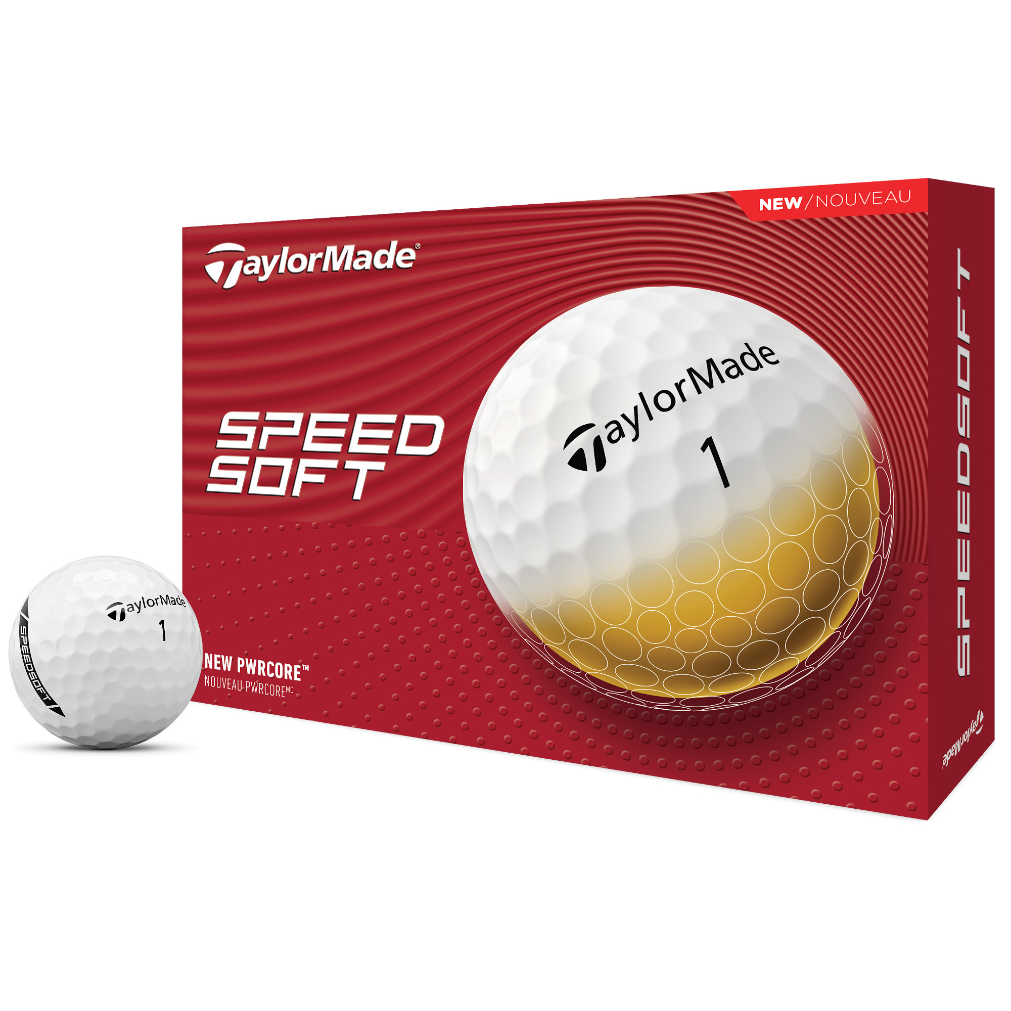 TaylorMade SpeedSoft Golfbälle bedruckt, weiss (VPE à 12 Bälle)
