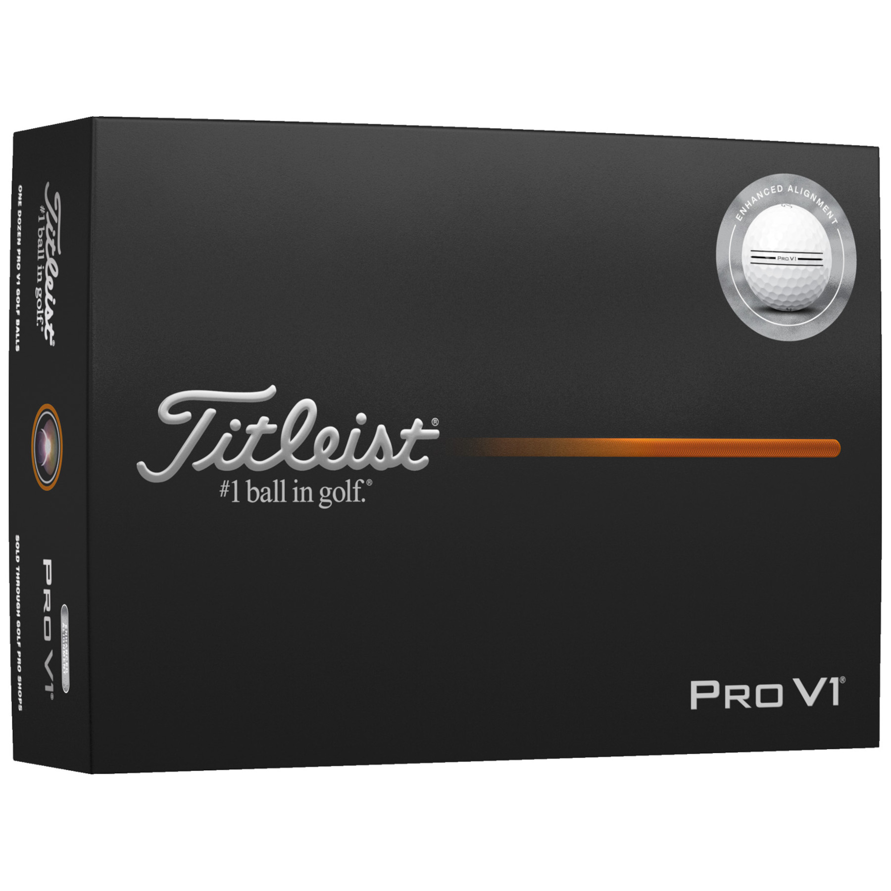Titleist Pro V1 Enhanced Alignment Golfbälle bedruckt, weiss (VPE à 12 Bälle)