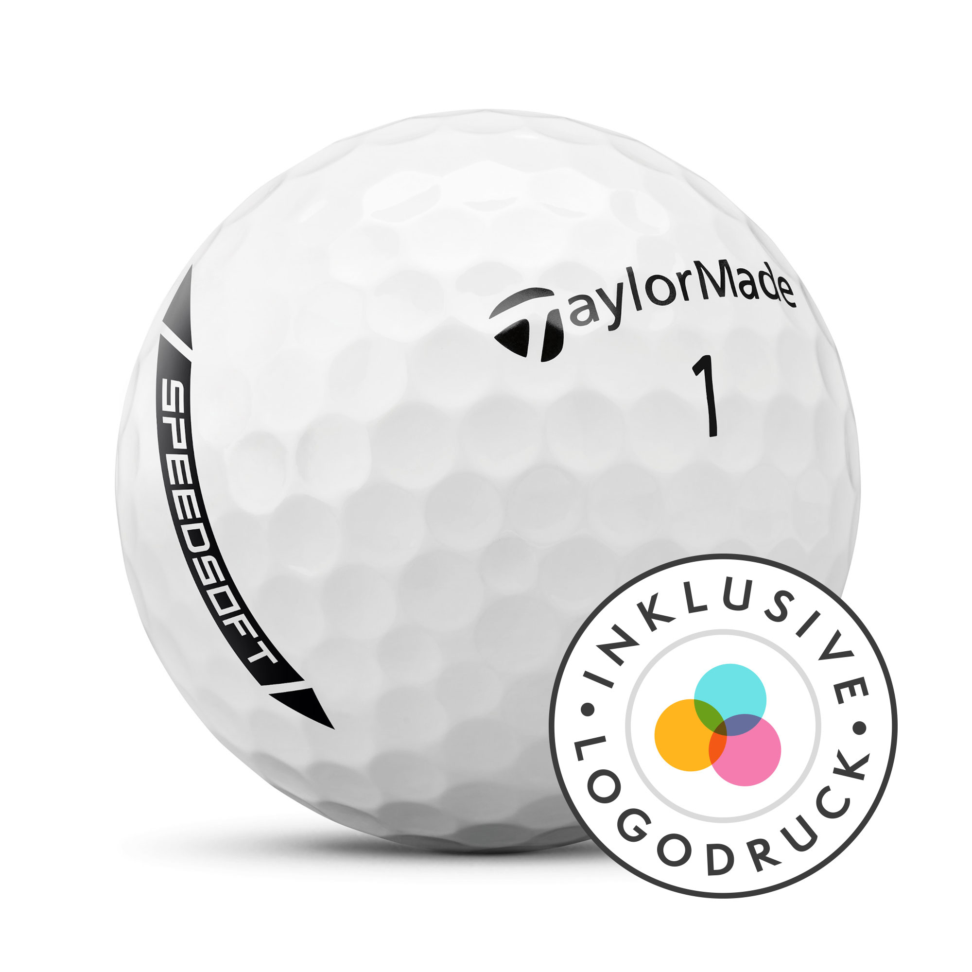 TaylorMade SpeedSoft Golfbälle bedruckt, weiss (VPE à 12 Bälle)
