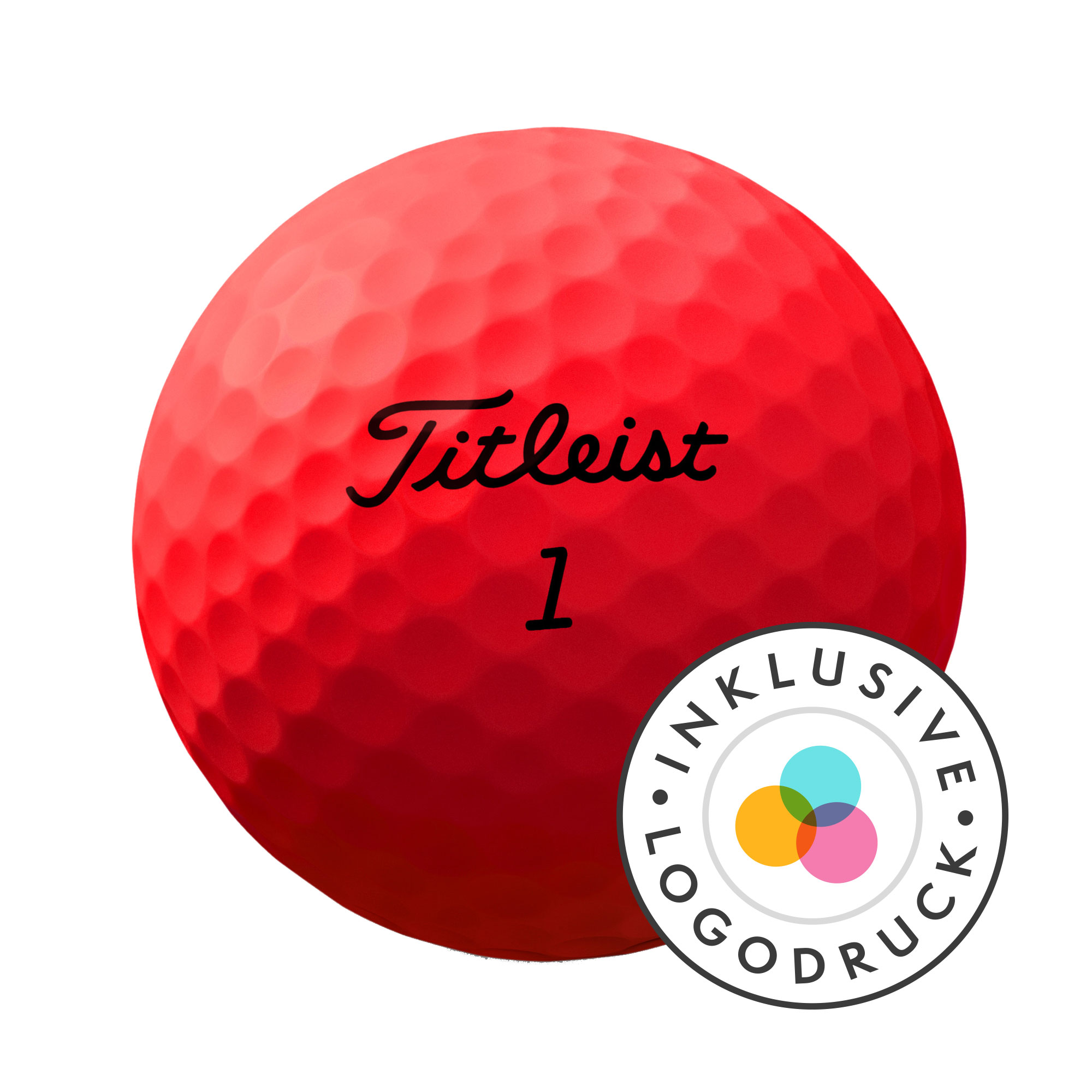 Titleist TruFeel Golfbälle bedruckt, rot (VPE à 12 Bälle)