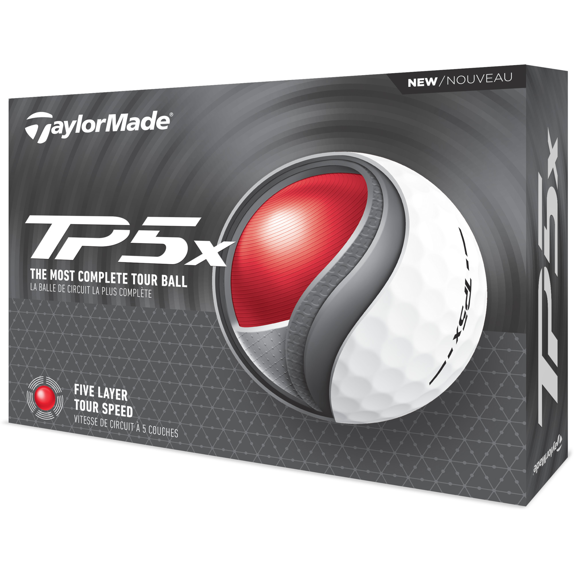 TaylorMade TP5x Golfbälle bedruckt, weiss (VPE à 12 Bälle)