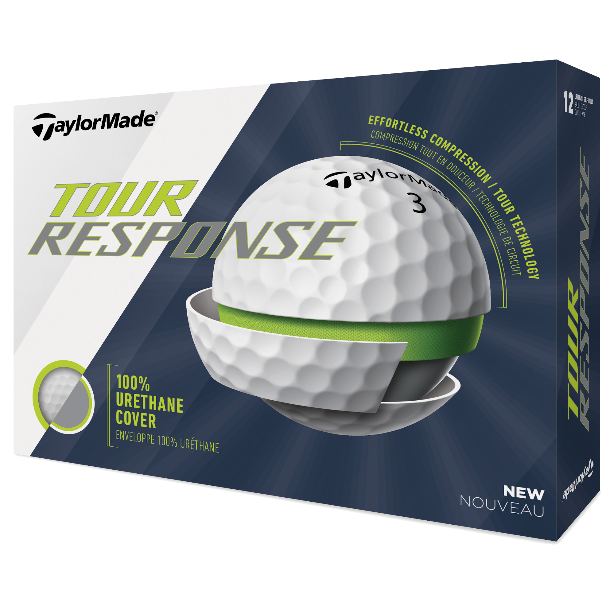 TaylorMade Tour Response Golfbälle bedruckt, weiss (VPE à 12 Bälle)
