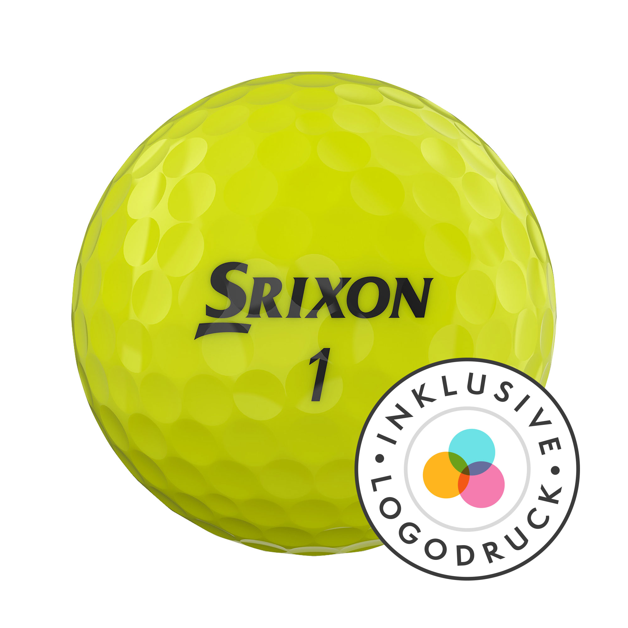 Srixon AD333 Golfbälle bedruckt, gelb (VPE à 12 Bälle)