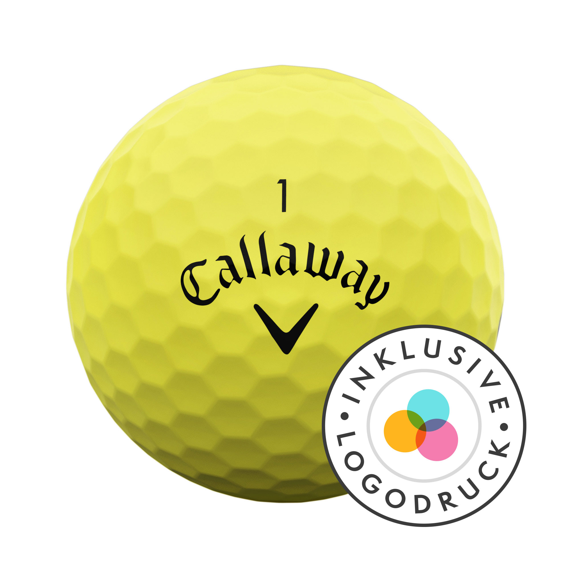 Callaway SuperSoft Golfbälle bedruckt, gelb (VPE à 12 Bälle)