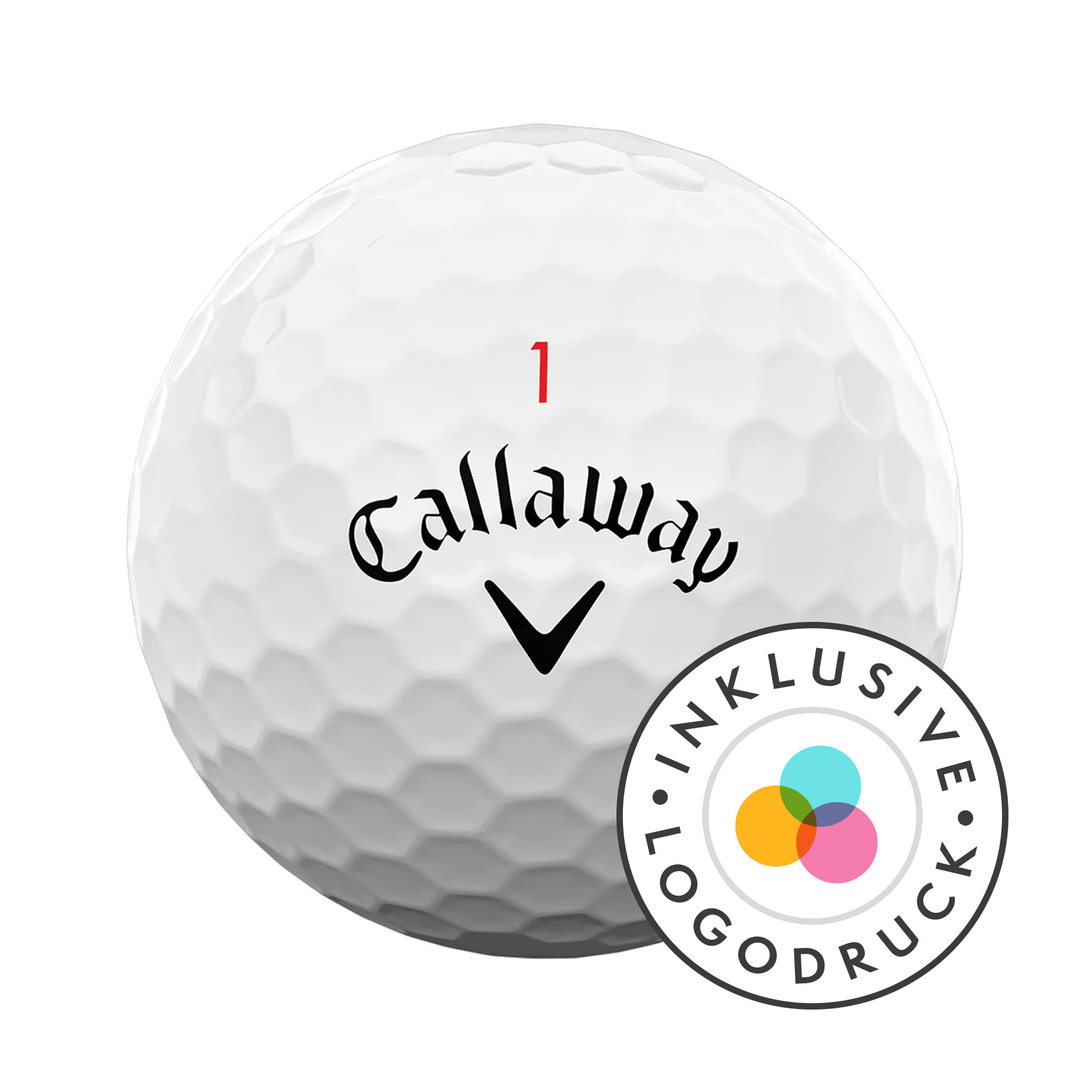 Callaway Chrome Soft Golfbälle bedruckt, weiss (VPE à 12 Bälle)