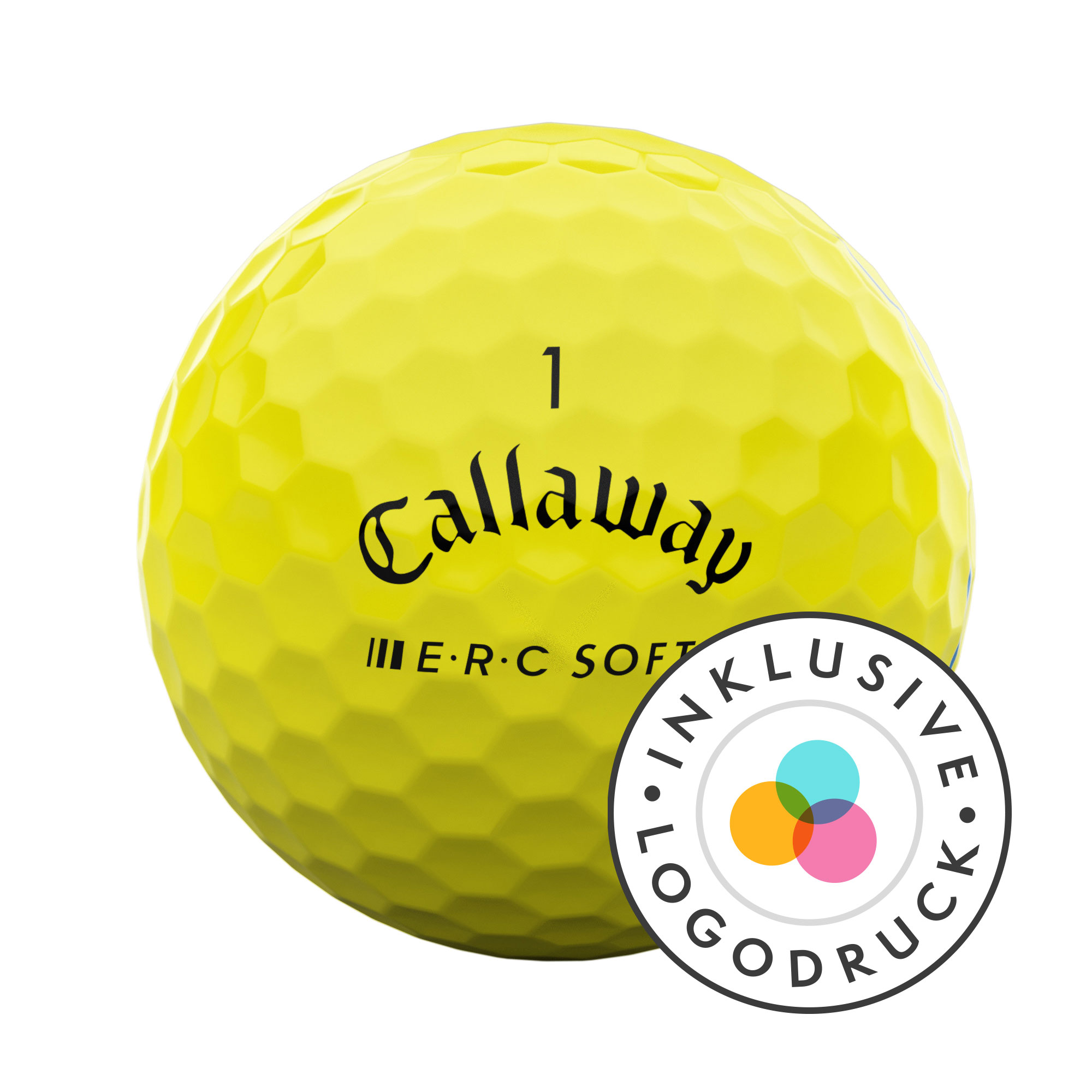 Callaway E.R.C. Soft Golfbälle bedruckt, gelb (VPE à 12 Bälle)
