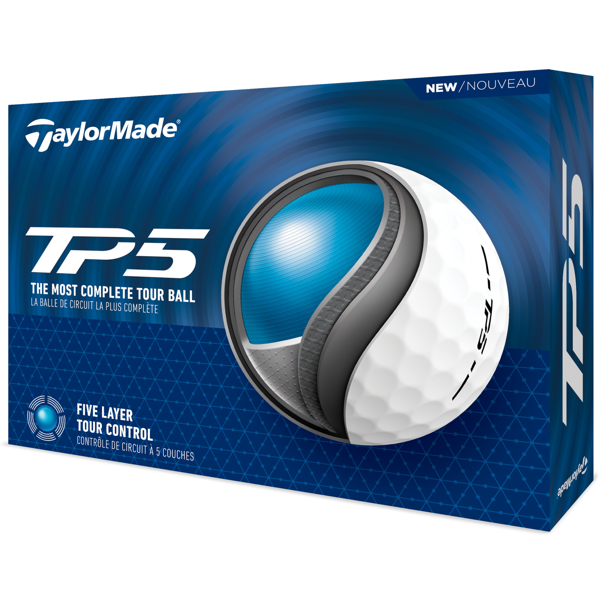 TaylorMade TP5 Golfbälle bedruckt, weiss (VPE à 12 Bälle)